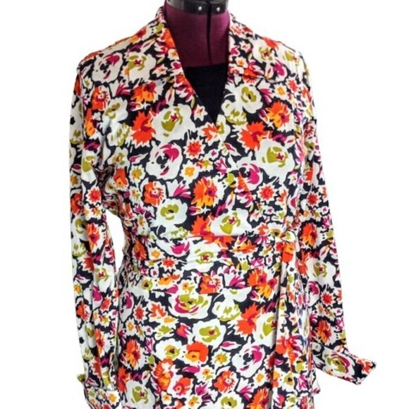Diane Von Furstenberg Dresses & Skirts - Vintage Diane Von Furstenberg Floral Cotton Wrap Midi Dress NWT